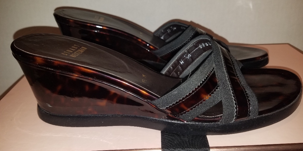 Stuart Weitzman Tortoise Shell Wedge Sandals - image 2